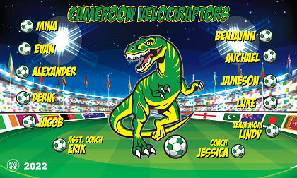 B3127 Cameroon Velociraptors 3x5 Banner 