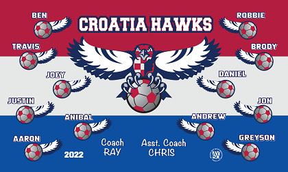 B3141 Croatia Hawks 3x5 Banner 