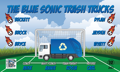 B3653 The Blue Sonic Trash Trucks 
