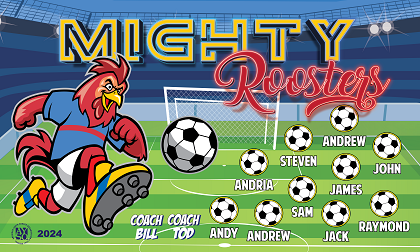 B3675 Mighty Roosters 3x5 Banner 