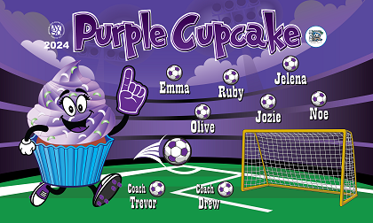 B3808 Purple Cupcakes 3x5 Banner 