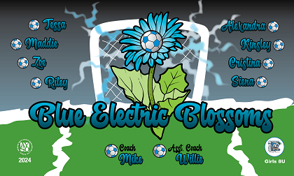 B3820 Blue Electric Blossoms 3x5 Banner 