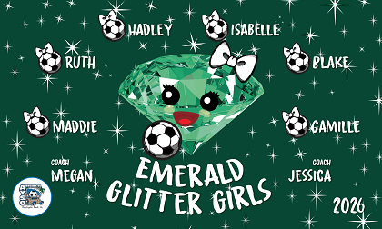 B4054 Emerald Glitter Girls 3x5 Banner 